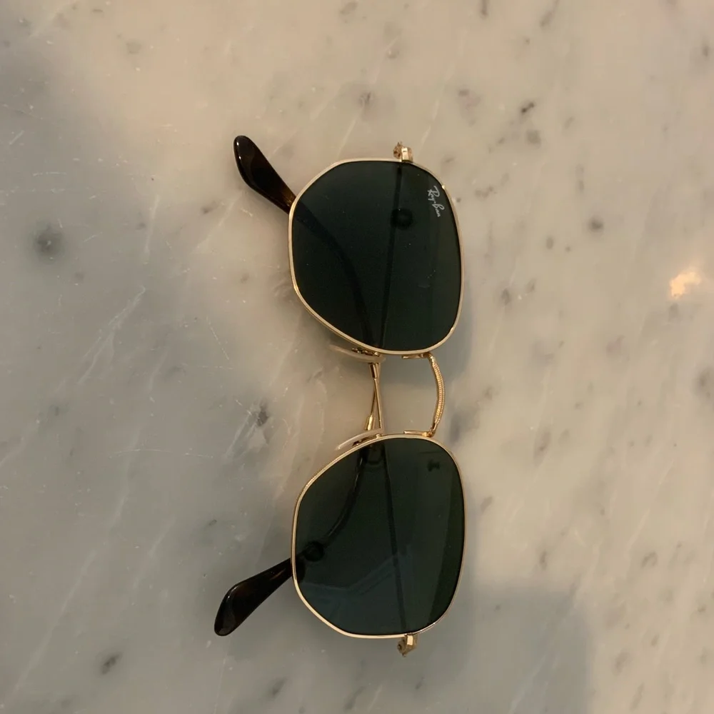 Ray-Ban Gold Frame Sunglasses with Green Lenses